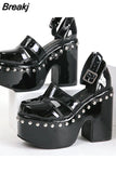 Thick Heels Platform Sandals For Women 2023 European Style Ankle Buckle Sandals Comfy Walking Lady Sandals