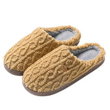 Plush Warm Home Cotton Slippers Women Cute Cartoon Bear Winter Slippers for Couples Flat Heels Non Slip Indoor House