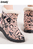 Women Fashion Waterproof Snow Boots For Winter Shoes Women Ankle Boots Plush Winter Botas Mujer Alphabet Botines