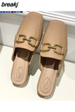 Women Summer Flip Flops Chain Square Toe Slippers Sandals Shoes Woman Casual Slides Mules Babouche Slippers Shoes