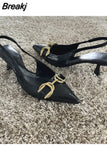 Womans Heeled Slingbacks Pointed toe Pumps Women Elegant Weddings bridal Shoes Ladies Casual High heels