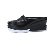 Hot Summer Women Platform Slipper pattern Floral Flats Breathable Leather Casual Shoes Slip-on comfortable Nurses