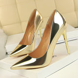 Breakj Fashion Sexy Metal With High Heel Shallow Pointed Nightclub Show Thin High Heels Women's Shoes Single