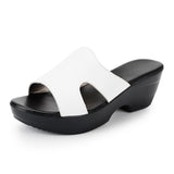 Women Slipper Sandals Wedges Platform Genuine Leather Peep toe Female Sandals Ladies clogs Summer Shoes Plus Size 41
