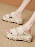 Leather Slippers Women New Indoor Outdoor Thick Sole Fashion Slippers Anti Slip Trend Flat Shoes Wear-resistant