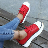 2023 Women's Sports Shoes Medium Heel Platform Casual Women Fashion Sneakers Spring Lace-up Outdoor White Walking