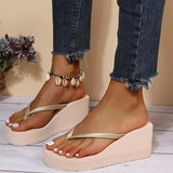 Wedge Flip Flops for Women 2023 Fashion Clip Toe Platform Slippers Woman Lightweight Thick Bottom Non Slip Beach