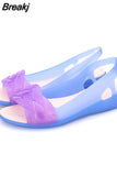 Women 8 Jelly Sandals Home Non-slip Summer Hole Shoes Female Flat Slippers Plastic Female Girls Waterproof EVA Garden