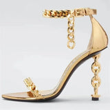 Chain Gladiator Sandals Women High Heel Shoes Runway Slingback Star Style Pumps Banquet Party Sexy Women's Sandals