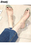 Wear Women's Crystal Heel Sandals Slippers 2023 Summer Transparent Plastic Open Toe Female Sandals Plus Size Party