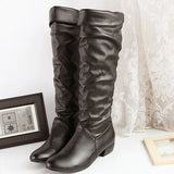 Popular Style Leisure Low-Heeled High-Heeled Boots Round Head Thick-Heeled Knight Boots Large Size Winter Women's