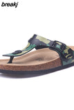 2023 New Women Print Cork Flip Flops Slipper Casual Summer Beach Outside Non-slip Slides