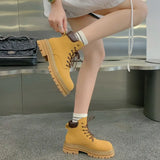 Breakj Mom 2025 Autumn Martin Boots With Female Boots Bumblebee Coarse And Round Head Boots Waterproof