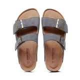 New Summer Men Beach Slides Shoe Casual Cork Nubuck Leather Outdoor Fashion Double Buckle Slippers