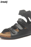 2023 New Summer Women Gladiator Buckle Cork Sandals Beach Outside Patchwork Non-slip Casual Sandalias