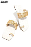 Women Summer Slides Chain Decorative Flip Flops Outdoor Sexy Casual Sandals Female Square Heel Slippers Plus Size