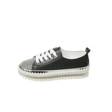 Breakj Spring And Autumn New Water Drill Thick Plate Shoes In Front Of The Lace With Lazy Shoes Large-Size Single Shoes Casual Lefu