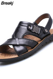 Size Men Leather Sandals Summer Classic Men Shoes Slippers Soft Sandals Men Roman Comfortable Outdoor Walking