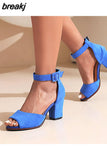 Women Pumps Sandals Summer Open Toe High Heels Low Block Heel Shoes Gladiator Ankle Strap High Gladiator Sandals