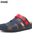 New Summer Buckle Cork Slipper 2023 Casual Women Beach Outside Non-slip Closed Toe Cut-outs Slides