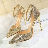 Breakj Thin With High With Shallow Mouth Pointed Hollow Sequins Sexy Nightclub Show Thin A