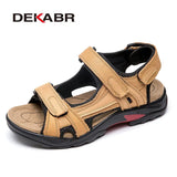 Summer Big Size Men's Sandals British Fashion Genuine Leather Beach Shoes Mens Casual Massage Non-Slip Slippers