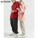 Winter Thicken Fleece Women Couple Sweatshirt Cotton Oversized Hoodies Sweatshirts Female Warm Pullovers