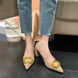Size 34-42 Women Pumps Sexy Solid Real Leather High Heels Shoes For Woman Spring Party Office Lady Date Retro