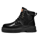 Top Boots Men Leather Shoes Fashion Motorcycle Ankle Military Boots For Men Winter Boots Man Shoes Lace-Up Botas