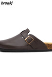 2023 New Buckle Cork Slipper Casual Women Solid Color Beach Outside Non-slip Closed Toe