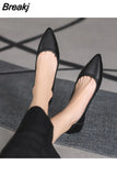 for Woman 2023 Formal Moccasins Office Women's Summer Footwear Flat Black Flats Pointed Toe Genuine Mark A Beau Today E