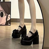 Breakj Bow Small Leather Shoes Women In The Autumn And Winter Of 2025 New Thick-Heeled Thick-Heeled Mary Precious Shoes Sweet Cool JK Single