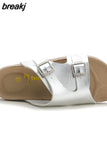 2023 New Summer Women Beach Cork Slippers Casual Buckle Clogs Outside Non-slip Water Slides