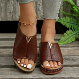 Breakj Summer New Large-Size Hollow Slope And Cool Slippers Women's Fish Mouth Thick-Soled Ladies