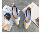 Womens Stretch knitted mixed color moccasins breathable cozy work shoes brief slip-on fashion ladies flats light driving