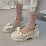 Women Thick Platform Mary Janes Lolita Shoes Party Pumps Summer 2023 New Sandals Bow Chain Mujer Shoes Fashion Oxford