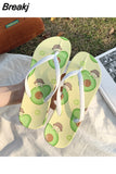 Women Beach Flip Flops Flat Outside Seaside Beach Fruit Cartoon Sandals Flip-flops Outdoor Slides Summer Home Bathroom