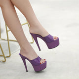Breakj Patent Leather Drag Heels With Sexy Black Waterproof Platform Hate Day High Heel Sandals Female
