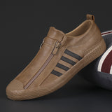 Breakj Men's Shoes 2025 Autumn Men's Casual Leather Shoes Fashion Flat Shoes One Foot Pedal