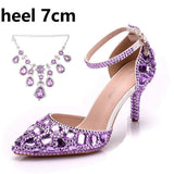Breakj Tuxedo Diamond Wedding Shoes 9 Fine Heel Pointed Sandals Luxury Water Drill Wedding Shoes
