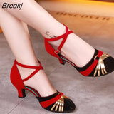 Shoes for Women Heel 5.5cm Closed Toe Ballroom Latin Dance Shoes Rubber Sole High Heel Tango Salsa Dance Shoes for