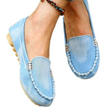 Size Women's Shoes New Denim Large Size Bean Shoes Shallow Pedal Women's Singles Shoes