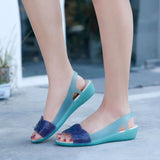 Women 8 Jelly Sandals Home Non-slip Summer Hole Shoes Female Flat Slippers Plastic Female Girls Waterproof EVA Garden