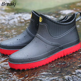 Men's Rain Boots Waterproof Men Ankle Boots Platform Rain Shoes Men Casual Flat Rainboots Male Rubber Rain Shoes