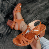 Breakj Summer New Women's High-Heeled Thick-Soled Sandals Large Size Fish Mouth Coarse Heel With Slope