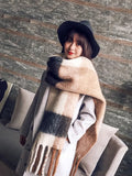 Shipping 2023 Winter Plaid Vintage Scarf Women Men Preppy Scarves Warm Pashmina Foulard Bufanda Male Mujer Thick Wrap
