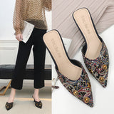 Breakj New Fine Heel High Heels Women's Sharp Head Half-Drilling Single Shoes High Heel Cool Slippers Women