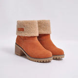 New Women Boots Winter Outdoor Keep Warm Fur Boots Waterproof Women's Snow Boots Thick Heel With Round Head Short