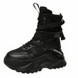 Black Chunky Platform Motorcycle Boots Women Fashion Thick Sole Vulcanize Shoes Woman Autumn Winter Ankle Botas Mujer