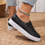 New Fashion Spring and Autumn Women's Flat Shoes Sequin Color Matching Casual Large Round Toe Vulcanized Shoes